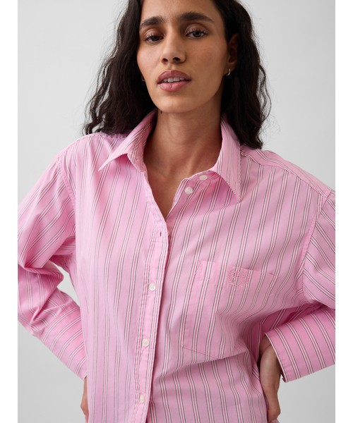 GAP（ギャップ）の「オーガニック コットンポプリン ビッグシャツ（シャツ/ブラウス・レディース・ホワイト×グリーン/ブルー/グリーン/ピンク/ブルー系その他/ピンク系その他・S/XXS/XS/M/L）」の21枚目の写真