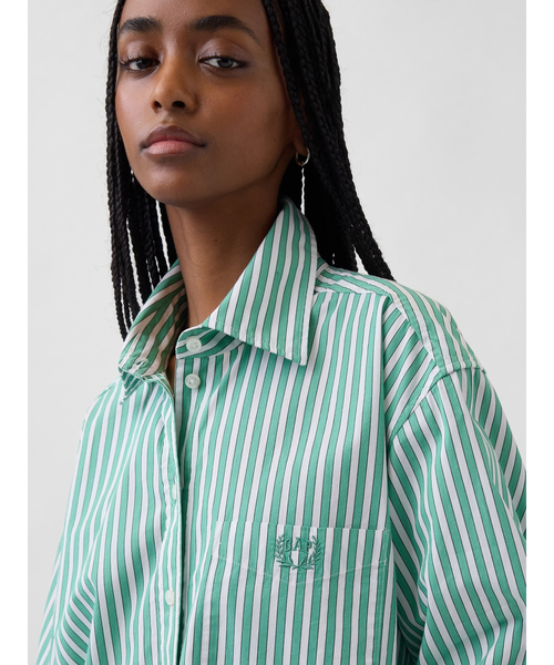 GAP（ギャップ）の「オーガニック コットンポプリン ビッグシャツ（シャツ/ブラウス・レディース・ホワイト×グリーン/ブルー/グリーン/ピンク/ブルー系その他/ピンク系その他・S/XXS/XS/M/L）」の22枚目の写真