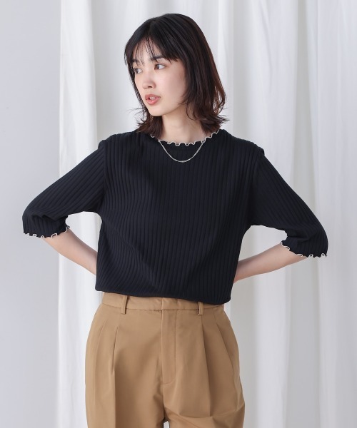 Bou Jeloud（ブージュルード）の「ハーフスリーブカットソー（Tシャツ/カットソー・レディース・ライトグリーン/グリーン/A/アイボリー/カーキ/ブラック/ブルー/B・M/L）」の8枚目の写真