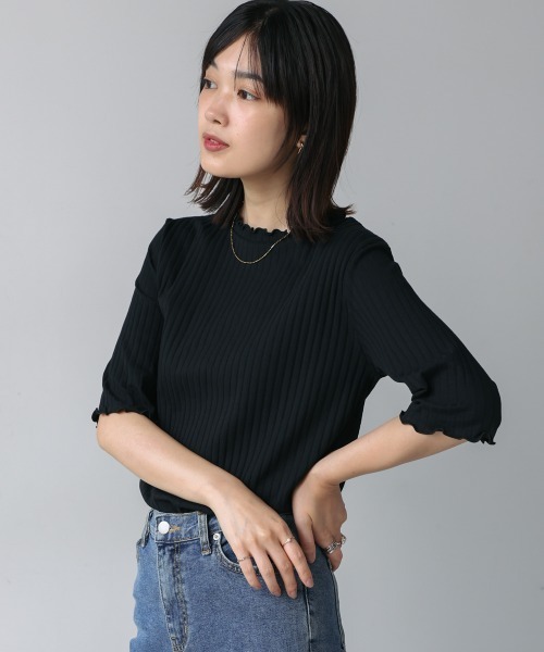 Bou Jeloud（ブージュルード）の「ハーフスリーブカットソー（Tシャツ/カットソー・レディース・ライトグリーン/グリーン/A/アイボリー/カーキ/ブラック/ブルー/B・M/L）」の3枚目の写真