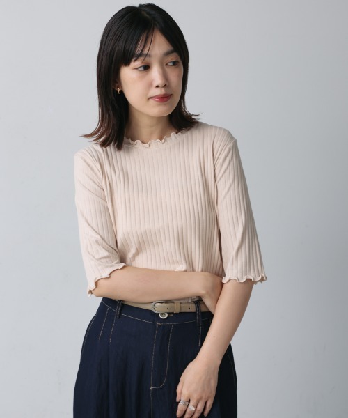 Bou Jeloud（ブージュルード）の「ハーフスリーブカットソー（Tシャツ/カットソー・レディース・ライトグリーン/グリーン/A/アイボリー/カーキ/ブラック/ブルー/B・M/L）」の9枚目の写真