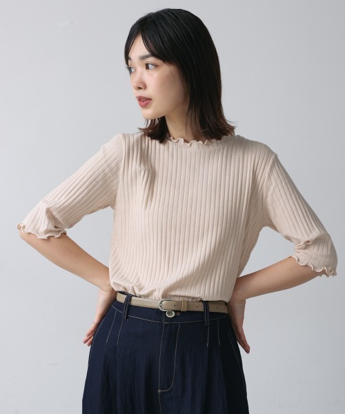 Bou Jeloud（ブージュルード）の「ハーフスリーブカットソー（Tシャツ/カットソー・レディース・ライトグリーン/グリーン/A/アイボリー/カーキ/ブラック/ブルー/B・M/L）」の11枚目の写真