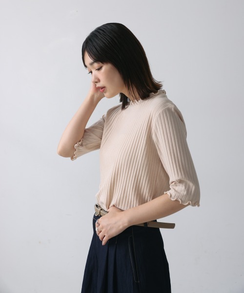 Bou Jeloud（ブージュルード）の「ハーフスリーブカットソー（Tシャツ/カットソー・レディース・ライトグリーン/グリーン/A/アイボリー/カーキ/ブラック/ブルー/B・M/L）」の12枚目の写真