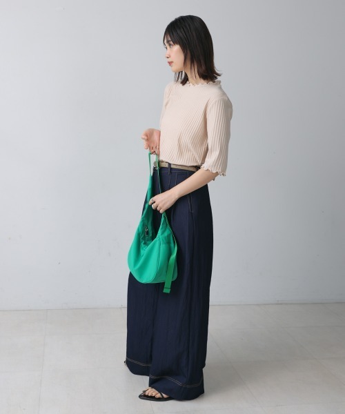 Bou Jeloud（ブージュルード）の「ハーフスリーブカットソー（Tシャツ/カットソー・レディース・ライトグリーン/グリーン/A/アイボリー/カーキ/ブラック/ブルー/B・M/L）」の13枚目の写真