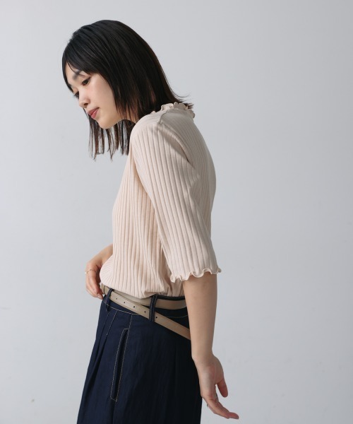 Bou Jeloud（ブージュルード）の「ハーフスリーブカットソー（Tシャツ/カットソー・レディース・ライトグリーン/グリーン/A/アイボリー/カーキ/ブラック/ブルー/B・M/L）」の14枚目の写真