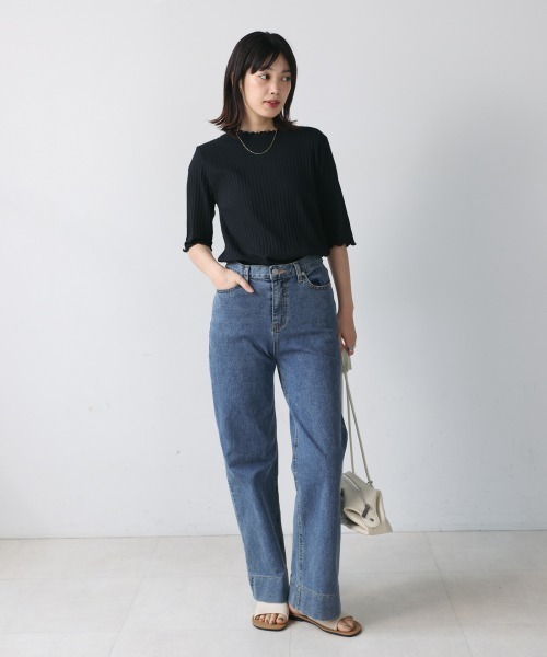 Bou Jeloud（ブージュルード）の「ハーフスリーブカットソー（Tシャツ/カットソー・レディース・ライトグリーン/グリーン/A/アイボリー/カーキ/ブラック/ブルー/B・M/L）」の21枚目の写真