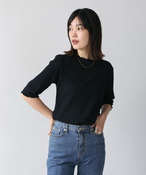 Bou Jeloud（ブージュルード）の「ハーフスリーブカットソー（Tシャツ/カットソー・レディース・ライトグリーン/グリーン/A/アイボリー/カーキ/ブラック/ブルー/B・M/L）」の22枚目の写真