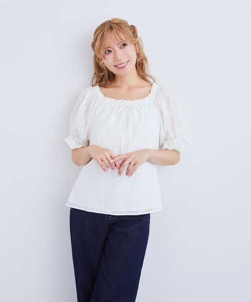 Areeam（アリーム）の「コットンレースラグランブラウス（シャツ/ブラウス・レディース・オフホワイト/レッド・FREE）」の11枚目の写真