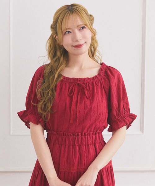 Areeam（アリーム）の「コットンレースラグランブラウス（シャツ/ブラウス・レディース・オフホワイト/レッド・FREE）」の18枚目の写真