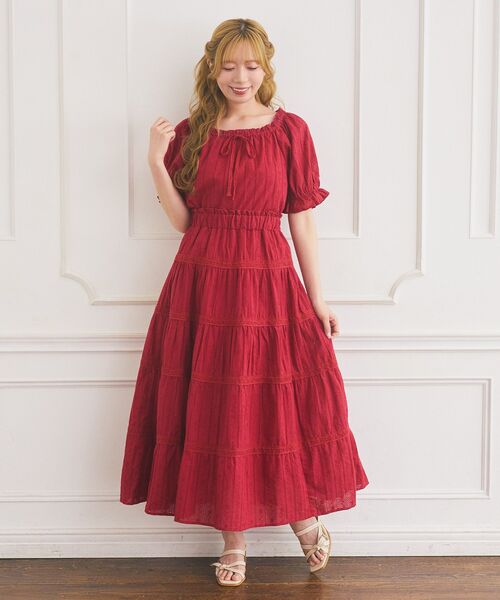 Areeam（アリーム）の「コットンレースラグランブラウス（シャツ/ブラウス・レディース・オフホワイト/レッド・FREE）」の3枚目の写真