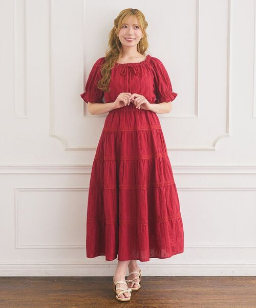 Areeam（アリーム）の「コットンレースラグランブラウス（シャツ/ブラウス・レディース・オフホワイト/レッド・FREE）」の14枚目の写真