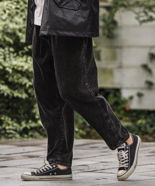 はまなし mp13929-Medium Wale Chemical Wash Corduroy Easy Pants