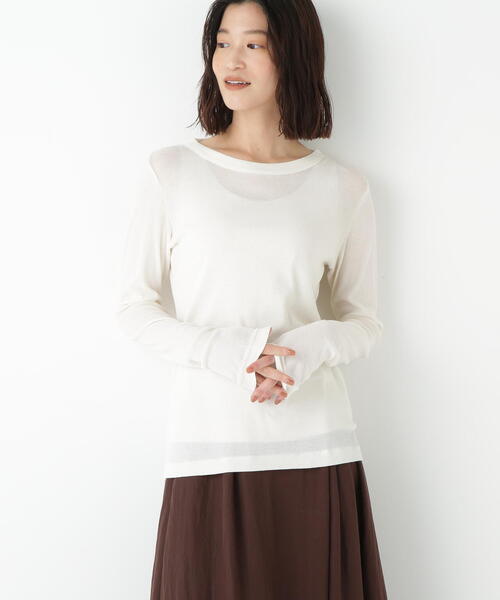 human woman(ヒューマンウーマン)の「◆シアークループルオーバー(Tシャツ/カットソー・レディース・グレー/ホワイト/ネイビー・MEDIUM)」の10枚目の写真