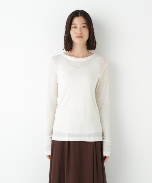 human woman(ヒューマンウーマン)の「◆シアークループルオーバー(Tシャツ/カットソー・レディース・グレー/ホワイト/ネイビー・MEDIUM)」の11枚目の写真