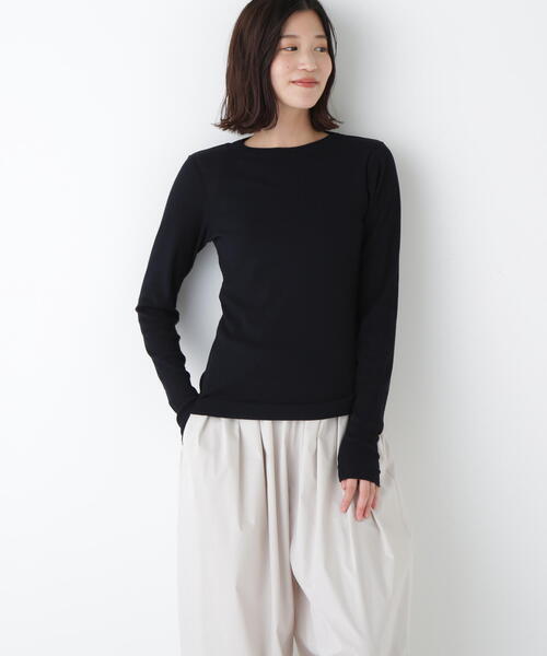 human woman(ヒューマンウーマン)の「◆シアークループルオーバー(Tシャツ/カットソー・レディース・グレー/ホワイト/ネイビー・MEDIUM)」の15枚目の写真