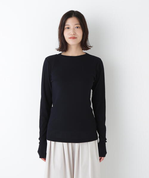 human woman(ヒューマンウーマン)の「◆シアークループルオーバー(Tシャツ/カットソー・レディース・グレー/ホワイト/ネイビー・MEDIUM)」の16枚目の写真