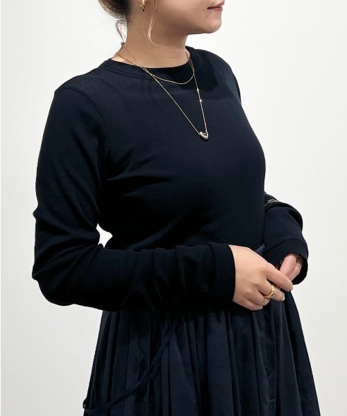 human woman(ヒューマンウーマン)の「◆シアークループルオーバー(Tシャツ/カットソー・レディース・グレー/ホワイト/ネイビー・MEDIUM)」の3枚目の写真