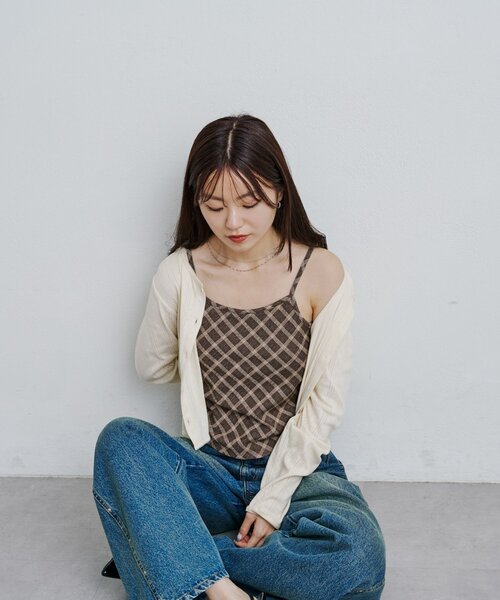 Kastane（カスタネ）の「チェックジャガードキャミ（キャミソール・レディース・アイボリー/ブラック/ブラウン・FREE）」の20枚目の写真