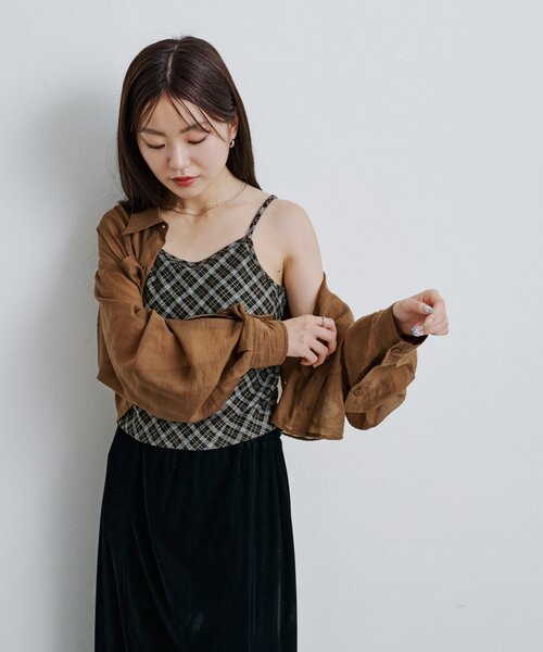 Kastane（カスタネ）の「チェックジャガードキャミ（キャミソール・レディース・アイボリー/ブラック/ブラウン・FREE）」の12枚目の写真