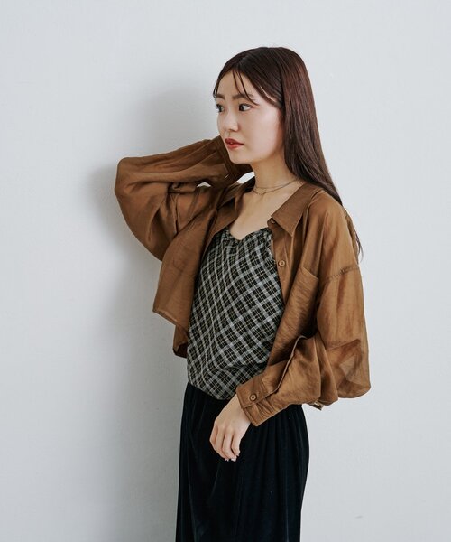 Kastane（カスタネ）の「チェックジャガードキャミ（キャミソール・レディース・アイボリー/ブラック/ブラウン・FREE）」の14枚目の写真