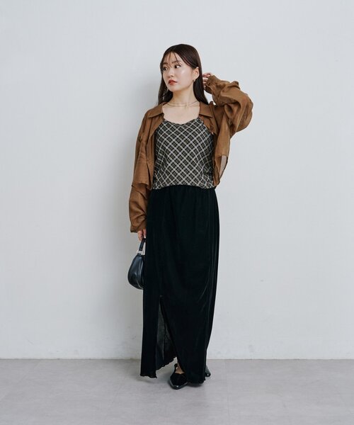 Kastane（カスタネ）の「チェックジャガードキャミ（キャミソール・レディース・アイボリー/ブラック/ブラウン・FREE）」の6枚目の写真