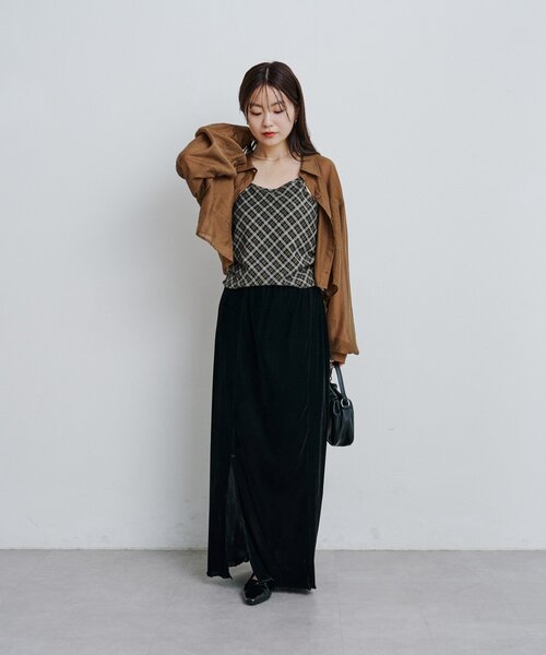 Kastane（カスタネ）の「チェックジャガードキャミ（キャミソール・レディース・アイボリー/ブラック/ブラウン・FREE）」の7枚目の写真