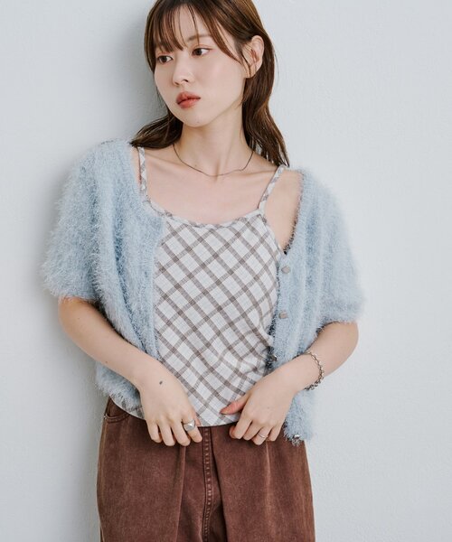 Kastane（カスタネ）の「チェックジャガードキャミ（キャミソール・レディース・アイボリー/ブラック/ブラウン・FREE）」の8枚目の写真