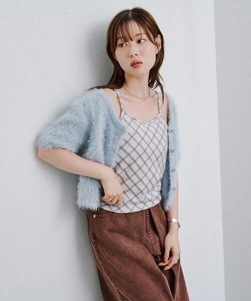 Kastane（カスタネ）の「チェックジャガードキャミ（キャミソール・レディース・アイボリー/ブラック/ブラウン・FREE）」の15枚目の写真