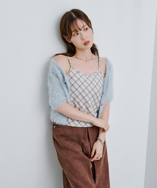 Kastane（カスタネ）の「チェックジャガードキャミ（キャミソール・レディース・アイボリー/ブラック/ブラウン・FREE）」の10枚目の写真