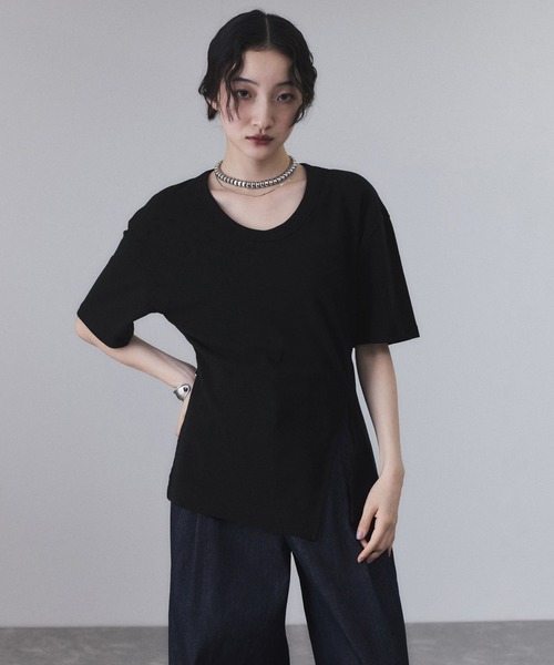 未使用タグ付　Adam et Rope'(アダムエロペ) ブラックTシャツ Adam et Rope×oasis プリントTシャツ ブラック サイズ XL