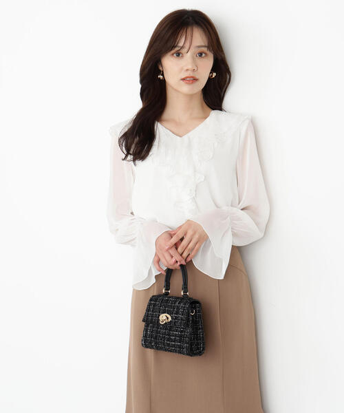 PROPORTION BODY DRESSING（プロポーションボディドレッシング）の「レースフリル楊柳ブラウス / 1215210807（シャツ/ブラウス・レディース・ブラック/ピンク/ホワイト・MEDIUM/SMALL）」の2枚目の写真