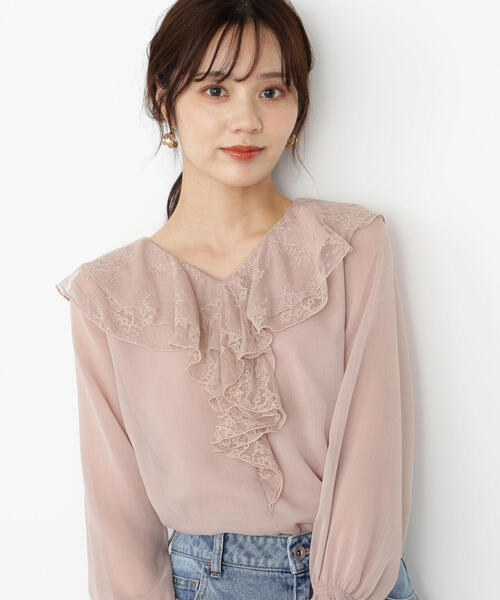 PROPORTION BODY DRESSING（プロポーションボディドレッシング）の「レースフリル楊柳ブラウス / 1215210807（シャツ/ブラウス・レディース・ブラック/ピンク/ホワイト・MEDIUM/SMALL）」の3枚目の写真