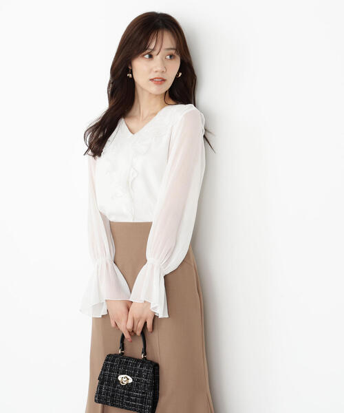 PROPORTION BODY DRESSING（プロポーションボディドレッシング）の「レースフリル楊柳ブラウス / 1215210807（シャツ/ブラウス・レディース・ブラック/ピンク/ホワイト・MEDIUM/SMALL）」の12枚目の写真