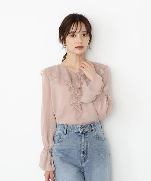 PROPORTION BODY DRESSING（プロポーションボディドレッシング）の「レースフリル楊柳ブラウス / 1215210807（シャツ/ブラウス・レディース・ブラック/ピンク/ホワイト・MEDIUM/SMALL）」の9枚目の写真