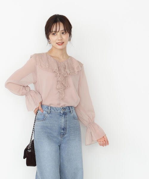 PROPORTION BODY DRESSING（プロポーションボディドレッシング）の「レースフリル楊柳ブラウス / 1215210807（シャツ/ブラウス・レディース・ブラック/ピンク/ホワイト・MEDIUM/SMALL）」の7枚目の写真