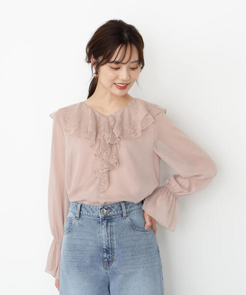 PROPORTION BODY DRESSING（プロポーションボディドレッシング）の「レースフリル楊柳ブラウス / 1215210807（シャツ/ブラウス・レディース・ブラック/ピンク/ホワイト・MEDIUM/SMALL）」の5枚目の写真