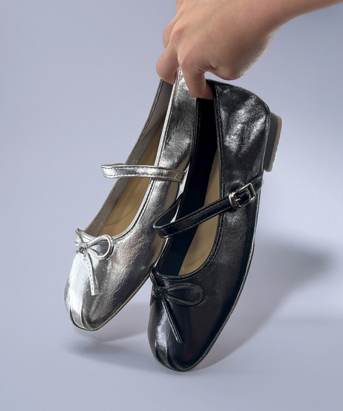 SETUP7(セットアップセブン)の「【SETUP7】≪軽量・柔らか≫ リボン メリージェーン フラットシューズ 結婚式・二次会・披露宴・お呼ばれ・セレモニー・成人式 同窓会・女子会・2次会・謝恩会・パーティー・デート オケージョン・食事会・演奏会・発表会・記念日・七五三・お宮参り KNF-TP(バレエシューズ・レディース・ブラック/シルバー・38/37/36)」の16枚目の写真