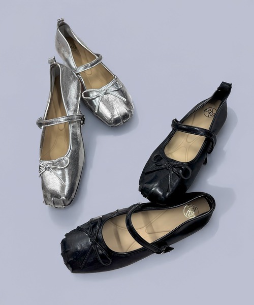 SETUP7(セットアップセブン)の「【SETUP7】≪軽量・柔らか≫ リボン メリージェーン フラットシューズ 結婚式・二次会・披露宴・お呼ばれ・セレモニー・成人式 同窓会・女子会・2次会・謝恩会・パーティー・デート オケージョン・食事会・演奏会・発表会・記念日・七五三・お宮参り KNF-TP(バレエシューズ・レディース・ブラック/シルバー・38/37/36)」の15枚目の写真