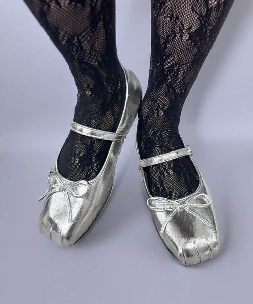 SETUP7(セットアップセブン)の「【SETUP7】≪軽量・柔らか≫ リボン メリージェーン フラットシューズ 結婚式・二次会・披露宴・お呼ばれ・セレモニー・成人式 同窓会・女子会・2次会・謝恩会・パーティー・デート オケージョン・食事会・演奏会・発表会・記念日・七五三・お宮参り KNF-TP(バレエシューズ・レディース・ブラック/シルバー・38/37/36)」の10枚目の写真
