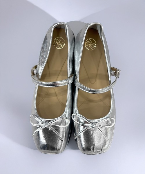 SETUP7(セットアップセブン)の「【SETUP7】≪軽量・柔らか≫ リボン メリージェーン フラットシューズ 結婚式・二次会・披露宴・お呼ばれ・セレモニー・成人式 同窓会・女子会・2次会・謝恩会・パーティー・デート オケージョン・食事会・演奏会・発表会・記念日・七五三・お宮参り KNF-TP(バレエシューズ・レディース・ブラック/シルバー・38/37/36)」の12枚目の写真