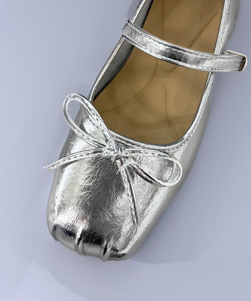 SETUP7(セットアップセブン)の「【SETUP7】≪軽量・柔らか≫ リボン メリージェーン フラットシューズ 結婚式・二次会・披露宴・お呼ばれ・セレモニー・成人式 同窓会・女子会・2次会・謝恩会・パーティー・デート オケージョン・食事会・演奏会・発表会・記念日・七五三・お宮参り KNF-TP(バレエシューズ・レディース・ブラック/シルバー・38/37/36)」の13枚目の写真