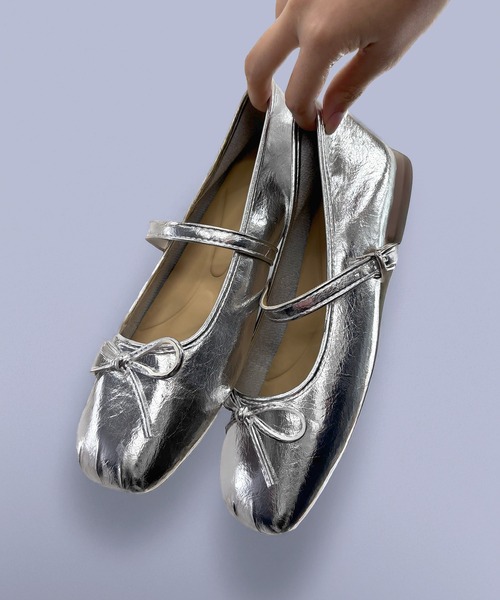 SETUP7(セットアップセブン)の「【SETUP7】≪軽量・柔らか≫ リボン メリージェーン フラットシューズ 結婚式・二次会・披露宴・お呼ばれ・セレモニー・成人式 同窓会・女子会・2次会・謝恩会・パーティー・デート オケージョン・食事会・演奏会・発表会・記念日・七五三・お宮参り KNF-TP(バレエシューズ・レディース・ブラック/シルバー・38/37/36)」の14枚目の写真