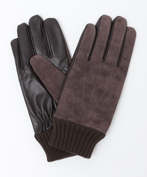SHIPS（シップス）の「SHIPS:〈タッチパネル対応〉スエード リブ グローブ（手袋・メンズ・ネイビー/ブラウン/ブラック・ONE SIZE）」の2枚目の写真