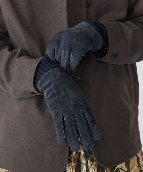 SHIPS（シップス）の「SHIPS:〈タッチパネル対応〉スエード リブ グローブ（手袋・メンズ・ネイビー/ブラウン/ブラック・ONE SIZE）」の4枚目の写真