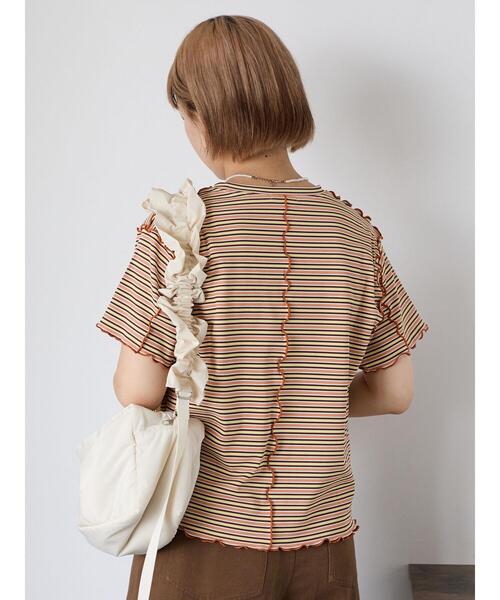 ehka sopo(エヘカソポ)の「配色メローボーダーTシャツ(Tシャツ/カットソー・レディース・モカ/ミント/イエロー/ピンク・F)」の9枚目の写真