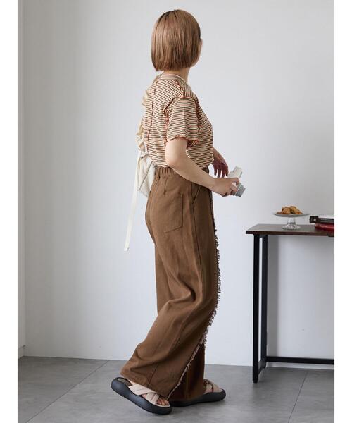 ehka sopo(エヘカソポ)の「配色メローボーダーTシャツ(Tシャツ/カットソー・レディース・モカ/ミント/イエロー/ピンク・F)」の12枚目の写真