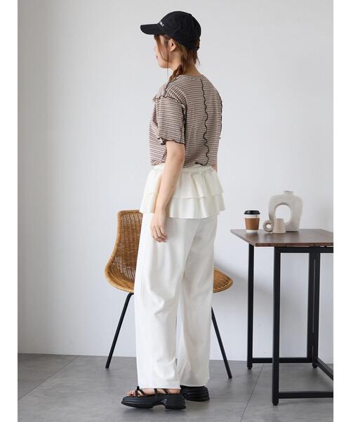 ehka sopo(エヘカソポ)の「配色メローボーダーTシャツ(Tシャツ/カットソー・レディース・モカ/ミント/イエロー/ピンク・F)」の20枚目の写真