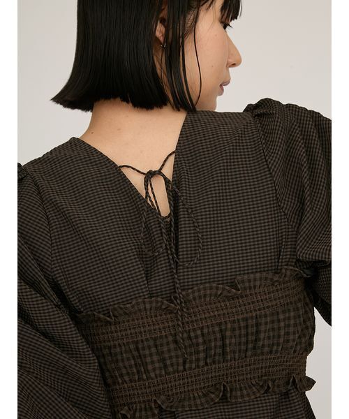 emmi(エミ)の「ギンガムチェック2ピースブラウス(シャツ/ブラウス・レディース・ブラウン/アイボリー・F)」の19枚目の写真