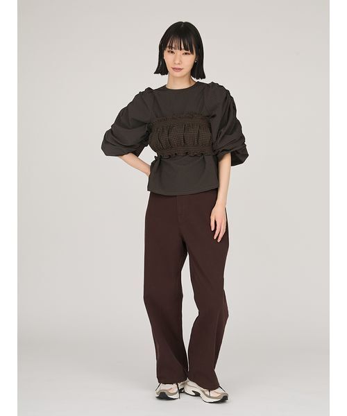 emmi(エミ)の「ギンガムチェック2ピースブラウス(シャツ/ブラウス・レディース・ブラウン/アイボリー・F)」の20枚目の写真