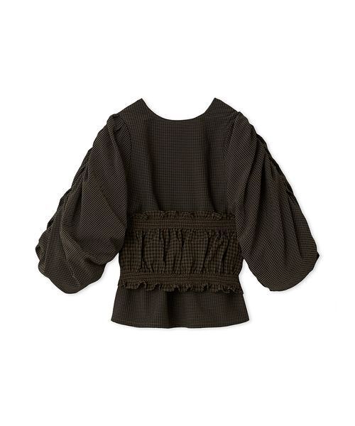 emmi(エミ)の「ギンガムチェック2ピースブラウス(シャツ/ブラウス・レディース・ブラウン/アイボリー・F)」の7枚目の写真